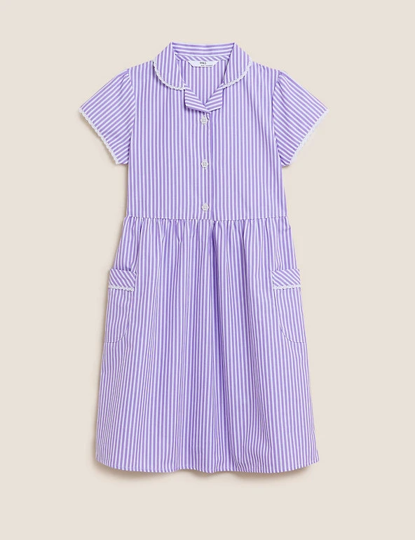 M&S Collection Dresses Girls' Pure Cotton Striped School Dress (2-14 Yrs) 21 M&S Collection Dresses Girls' Pure Cotton Striped School Dress (2-14 Yrs) - Image 19