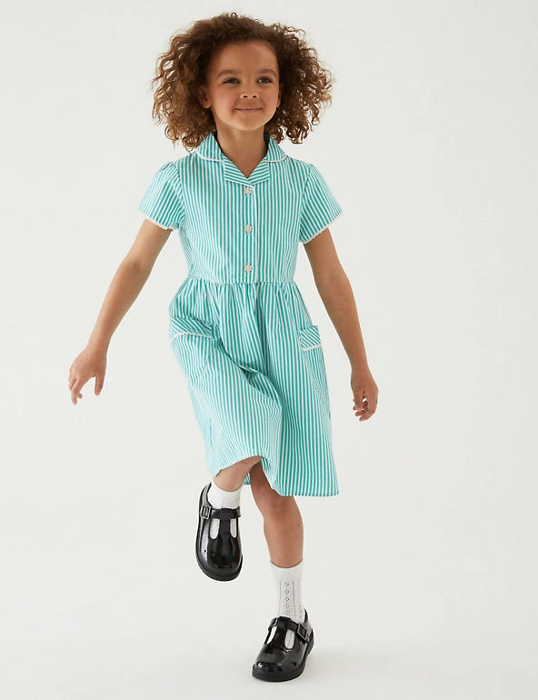 M&S Collection Dresses Girls' Pure Cotton Striped School Dress (2-14 Yrs) 40 M&S Collection Dresses Girls' Pure Cotton Striped School Dress (2-14 Yrs) - Image 38
