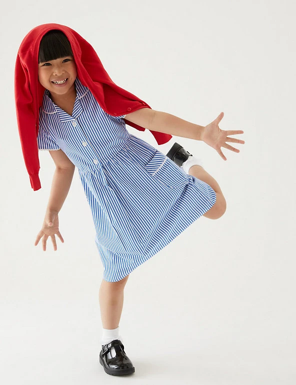 M&S Collection Dresses Girls' Pure Cotton Striped School Dress (2-14 Yrs) 25 M&S Collection Dresses Girls' Pure Cotton Striped School Dress (2-14 Yrs) - Image 23