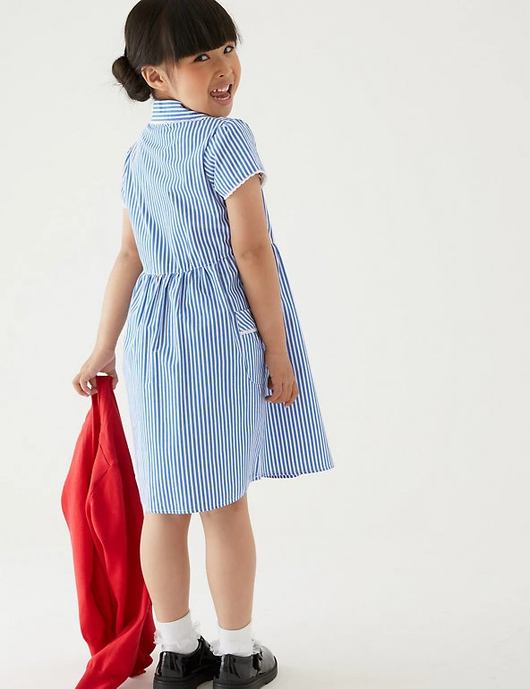 M&S Collection Dresses Girls' Pure Cotton Striped School Dress (2-14 Yrs) 28 M&S Collection Dresses Girls' Pure Cotton Striped School Dress (2-14 Yrs) - Image 26