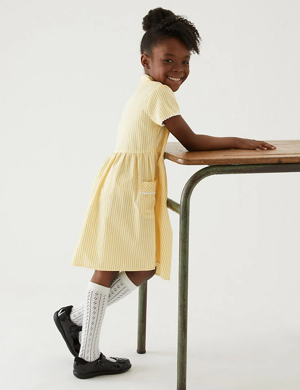 M&S Collection Dresses Girls' Pure Cotton Striped School Dress (2-14 Yrs) 11 M&S Collection Dresses Girls' Pure Cotton Striped School Dress (2-14 Yrs) - Image 9