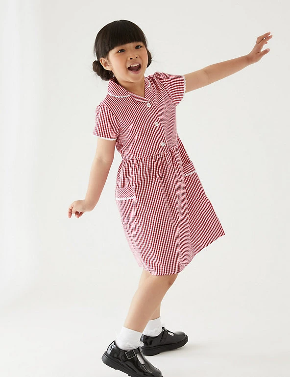M&S Collection Dresses Girls' Pure Cotton Gingham School Dress (2-14 Yrs) 20 M&S Collection Dresses Girls' Pure Cotton Gingham School Dress (2-14 Yrs) - Image 18