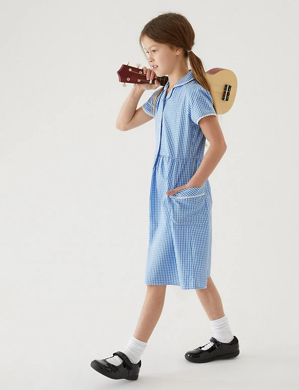 M&S Collection Dresses Girls' Pure Cotton Gingham School Dress (2-14 Yrs) 9 M&S Collection Dresses Girls' Pure Cotton Gingham School Dress (2-14 Yrs) - Image 7