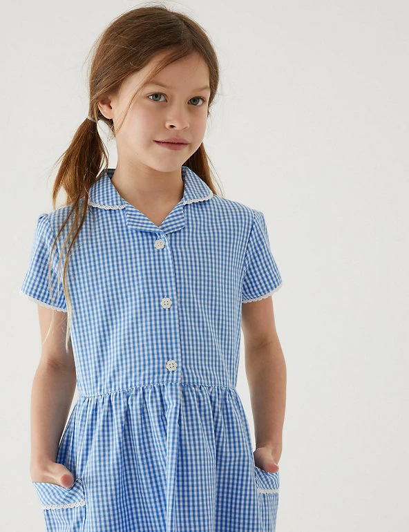 M&S Collection Dresses Girls' Pure Cotton Gingham School Dress (2-14 Yrs) 11 M&S Collection Dresses Girls' Pure Cotton Gingham School Dress (2-14 Yrs) - Image 9