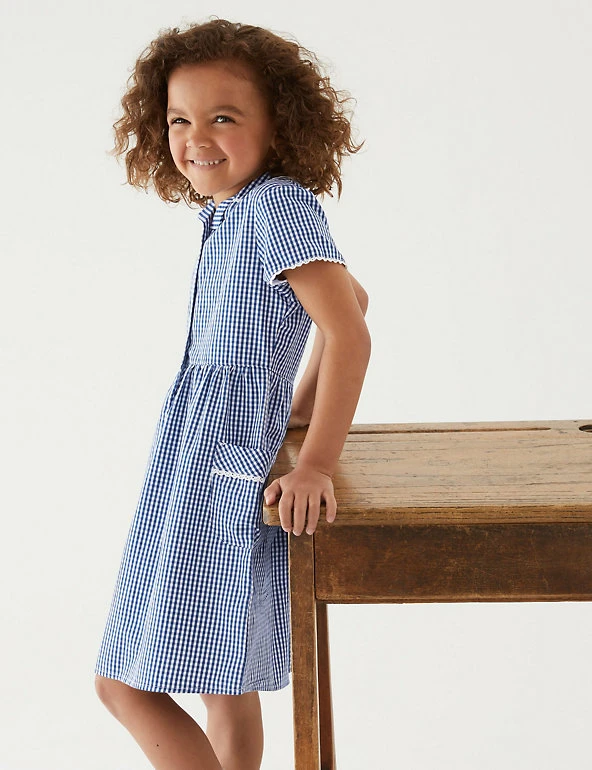 M&S Collection Dresses Girls' Pure Cotton Gingham School Dress (2-14 Yrs) 37 M&S Collection Dresses Girls' Pure Cotton Gingham School Dress (2-14 Yrs) - Image 35
