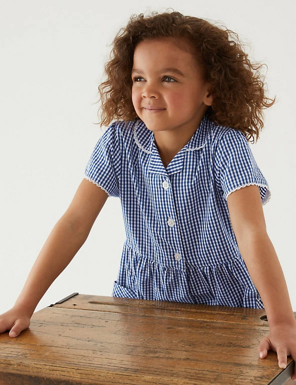 M&S Collection Dresses Girls' Pure Cotton Gingham School Dress (2-14 Yrs) 39 M&S Collection Dresses Girls' Pure Cotton Gingham School Dress (2-14 Yrs) - Image 37