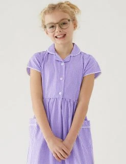 M&S Collection Dresses Girls' Pure Cotton Gingham School Dress (2-14 Yrs) 79 M&S Collection Dresses Girls' Pure Cotton Gingham School Dress (2-14 Yrs) -SCHOOL UNIFORM Sales SD 04 T76 6481 G0 X EC 1