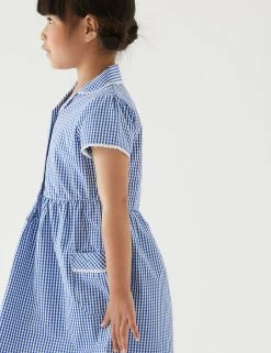 M&S Collection Dresses Girls' Pure Cotton Gingham School Dress (2-14 Yrs) 50 M&S Collection Dresses Girls' Pure Cotton Gingham School Dress (2-14 Yrs) -SCHOOL UNIFORM Sales SD 04 T76 6481 O4 X EC 1