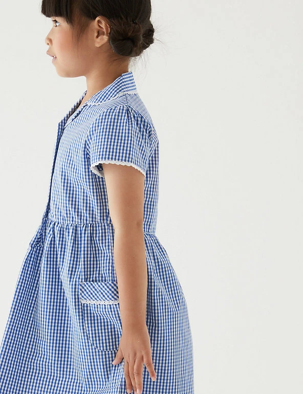 M&S Collection Dresses Girls' Pure Cotton Gingham School Dress (2-14 Yrs) 5 M&S Collection Dresses Girls' Pure Cotton Gingham School Dress (2-14 Yrs) - Image 3