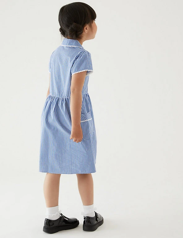 M&S Collection Dresses Girls' Pure Cotton Gingham School Dress (2-14 Yrs) 6 M&S Collection Dresses Girls' Pure Cotton Gingham School Dress (2-14 Yrs) - Image 4