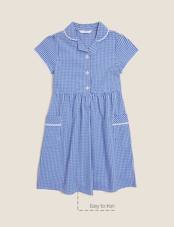 M&S Collection Dresses Girls' Pure Cotton Gingham School Dress (2-14 Yrs) 4 M&S Collection Dresses Girls' Pure Cotton Gingham School Dress (2-14 Yrs) - Image 2
