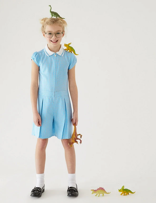 Dresses Girls' Gingham Pleated Zip School Playsuit (2-14 Yrs) 8 Dresses Girls' Gingham Pleated Zip School Playsuit (2-14 Yrs) - Image 6