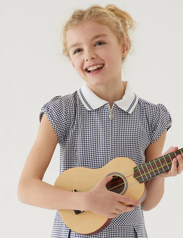 Dresses Girls' Gingham Pleated Zip School Playsuit (2-14 Yrs) 34 Dresses Girls' Gingham Pleated Zip School Playsuit (2-14 Yrs) - Image 32