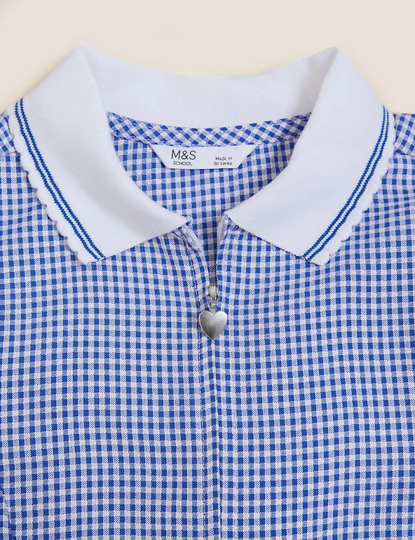 Dresses Girls' Gingham Pleated Zip School Playsuit (2-14 Yrs) 7 Dresses Girls' Gingham Pleated Zip School Playsuit (2-14 Yrs) - Image 5