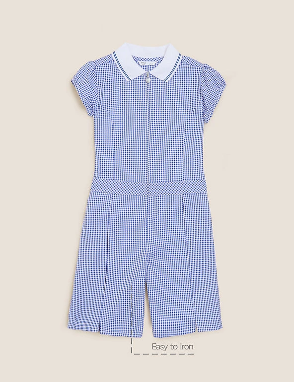 Dresses Girls' Gingham Pleated Zip School Playsuit (2-14 Yrs) 4 Dresses Girls' Gingham Pleated Zip School Playsuit (2-14 Yrs) - Image 2