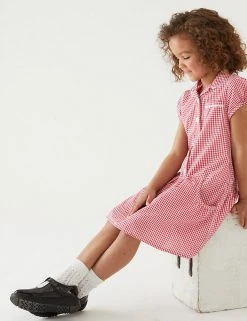 M&S Collection 2pk Girls' Cotton Gingham School Dresses (2-14 Yrs)