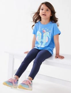 M&S Collection Cotton Rich Plain Leggings (2-7 Yrs) -SCHOOL UNIFORM Sales SD 04 T77 3173B F0 X EC 0