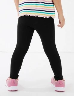 M&S Collection Cotton Rich Plain Leggings (2-7 Yrs) -SCHOOL UNIFORM Sales SD 04 T77 3173B Y0 X EC 2