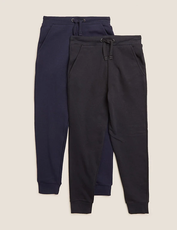 M&S Collection 2pk Cotton Rich Joggers (6-16 Yrs) 3 M&S Collection 2pk Cotton Rich Joggers (6-16 Yrs)