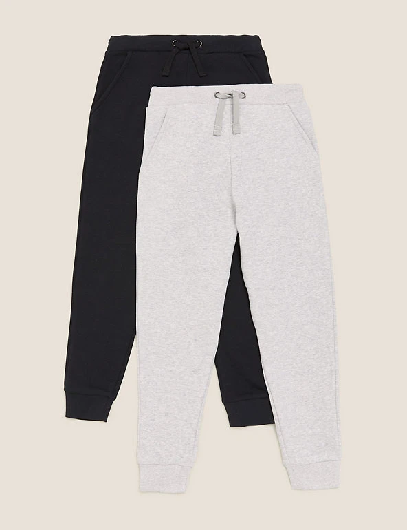 M&S Collection 2pk Cotton Rich Joggers (6-16 Yrs) 3 M&S Collection 2pk Cotton Rich Joggers (6-16 Yrs)
