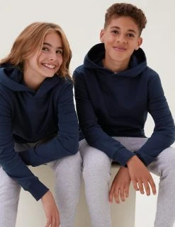 M&S Collection Jumpers Unisex Cotton Rich Hooded Sweatshirt (6-16 Yrs) -SCHOOL UNIFORM Sales SD 04 T87 4112B F0 X EC 0