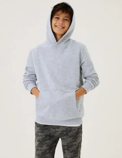 M&S Collection Jumpers Unisex Cotton Rich Hooded Sweatshirt (6-16 Yrs) -SCHOOL UNIFORM Sales SD 04 T87 4112B UT X EC 1