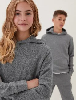 M&S Collection Jumpers Unisex Cotton Rich Hooded Sweatshirt (6-16 Yrs) -SCHOOL UNIFORM Sales SD 04 T87 4112B VP X EC 0