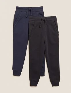 M&S Collection 2pk Cotton Rich Joggers (2-7 Yrs)