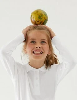 M&S Collection Offers School Girls' Pure Cotton Polo Shirt (2-18 Yrs)