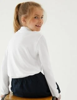 M&S Collection Offers School Girls' Pure Cotton Polo Shirt (2-18 Yrs) -SCHOOL UNIFORM Sales SD 04 T93 1784 Z0 X EC 1