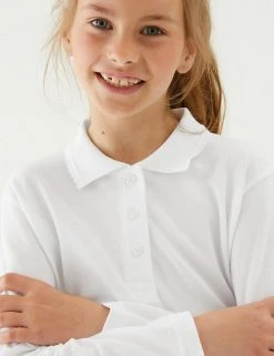 M&S Collection Offers School Girls' Pure Cotton Polo Shirt (2-18 Yrs) -SCHOOL UNIFORM Sales SD 04 T93 1784 Z0 X EC 2