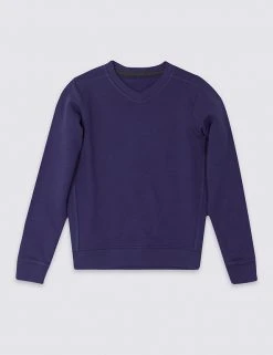 M&S Collection Jumpers Unisex V Neck Sweatshirt (2-16 Yrs)