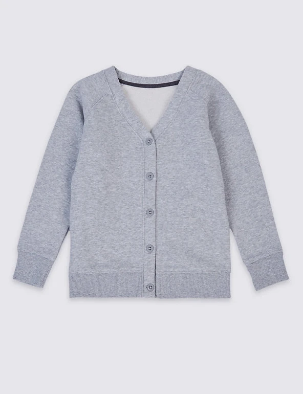M&S Collection Cardigans Cotton Sweat School Cardigan With StayNEW™ (2-16 Yrs) 5 M&S Collection Cardigans Cotton Sweat School Cardigan With StayNEW™ (2-16 Yrs) - Image 3