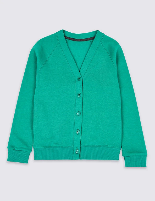 M&S Collection Cardigans Cotton Sweat School Cardigan With StayNEW™ (2-16 Yrs) 4 M&S Collection Cardigans Cotton Sweat School Cardigan With StayNEW™ (2-16 Yrs) - Image 2