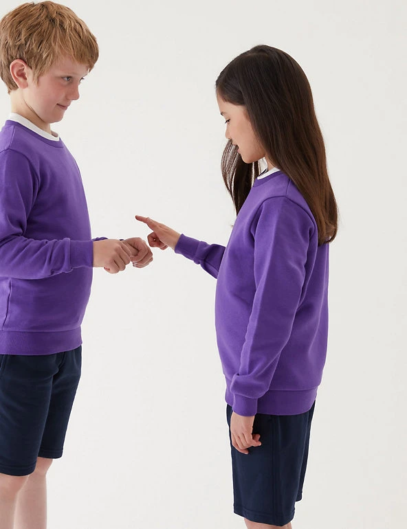 M&S Collection Jumpers School Unisex Cotton Regular Fit Sweatshirt (2-16 Yrs) 3 M&S Collection Jumpers School Unisex Cotton Regular Fit Sweatshirt (2-16 Yrs)