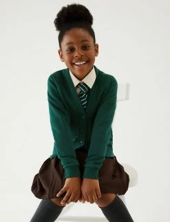 M&S Collection Cardigans Girls' Cotton Regular Fit School Cardigan (2-16 Yrs) -SCHOOL UNIFORM Sales SD 04 T93 2279 EE X EC 0