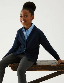 M&S Collection Cardigans Girls' Cotton Regular Fit School Cardigan (2-16 Yrs) -SCHOOL UNIFORM Sales SD 04 T93 2279 F3 X EC 0