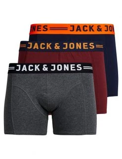 JACK & JONES JUNIOR Underwear 3 Pack Cotton Rich Trunks (8-16 Yrs)