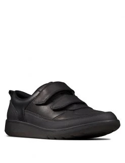 CLARKS Kids' Leather Riptape School Shoes (Youth Size 3-9)