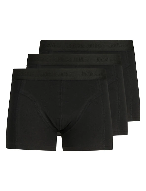 JACK & JONES Underwear 3pk Cotton Rich Trunks 2 JACK & JONES Underwear 3pk Cotton Rich Trunks